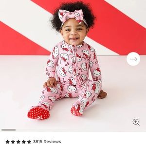 Posh peanut x Hello kitty pink candy cane onesie